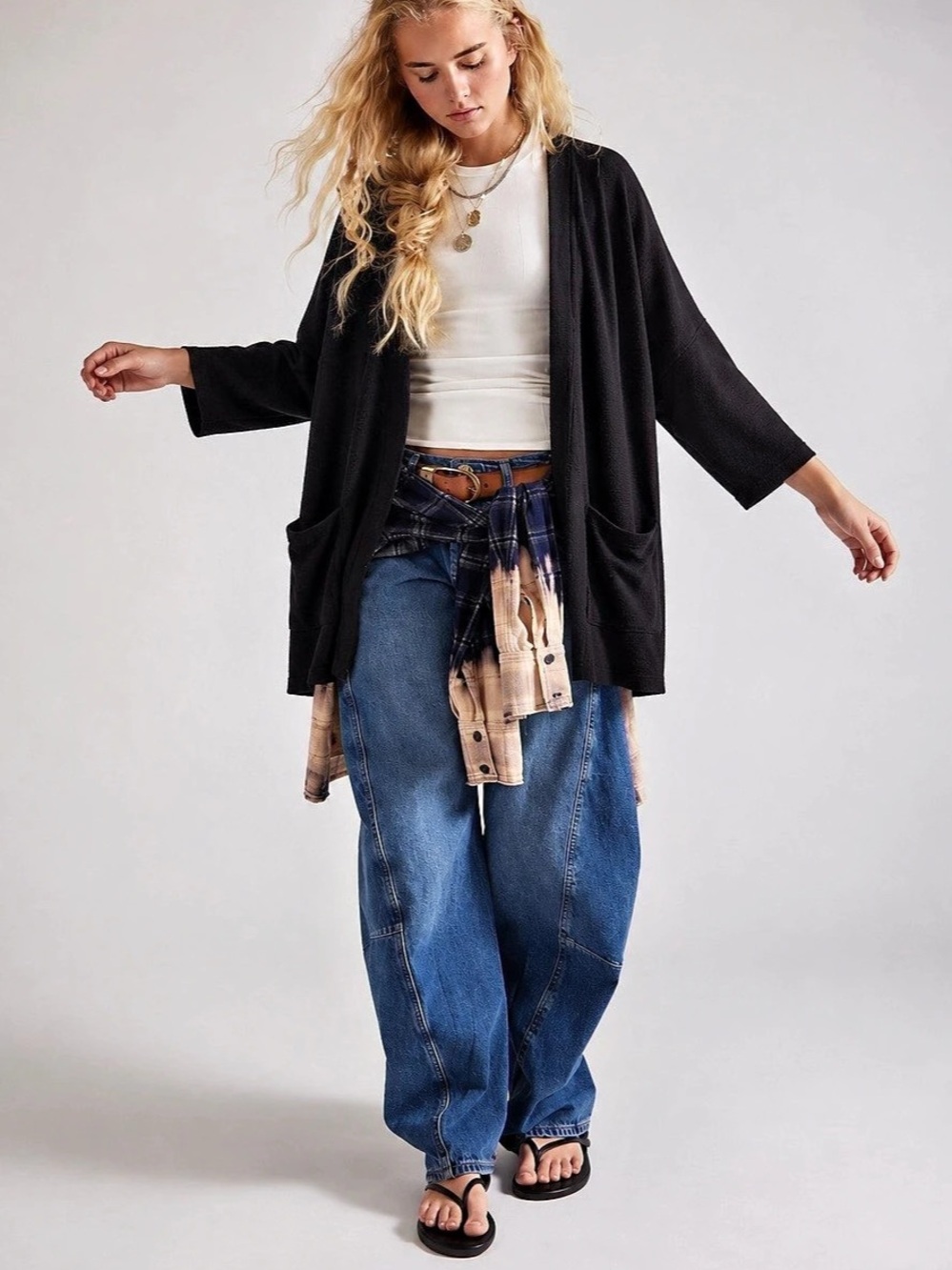 383. Wilfred Free Zlata Sweater Open Front Cardigan Blue Medium